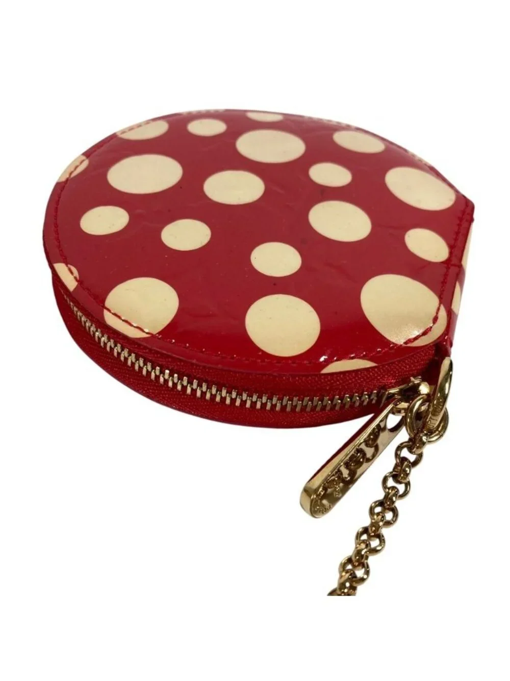 Louis Vuitton Coin Case Porte-Monnaie Chapeau Patent Leather Red Yayoi Kusama